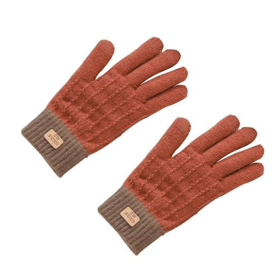 1 Paar Winterhandschuhe für Damen, Jacquard, verdickter Plüsch, gestrickt, fünf Finger, Touchscreen, Unisex, rutschfest, kaltes Wetter, Autofahren, Skifahren, Skaten von Joom DACH