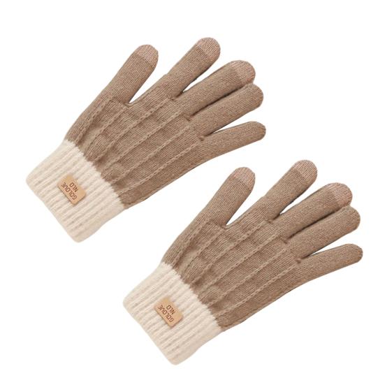 1 Paar Winterhandschuhe für Damen, Jacquard, verdickter Plüsch, gestrickt, fünf Finger, Touchscreen, Unisex, rutschfest, kaltes Wetter, Autofahren, Skifahren, Skaten von Joom DACH