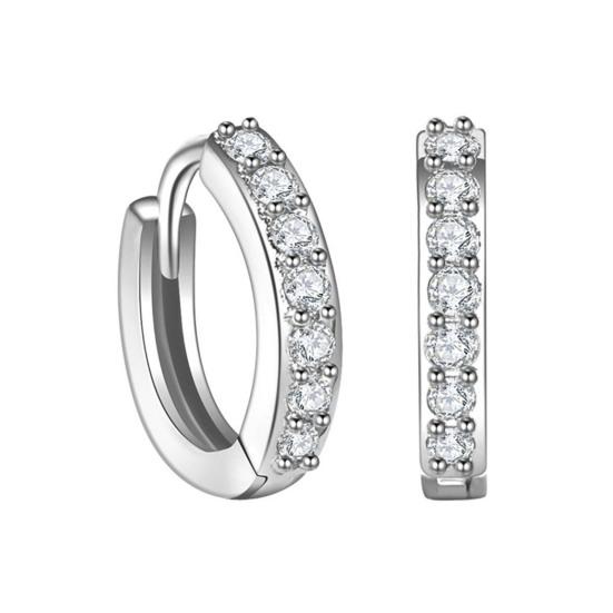 1 Paar elegante Strass Creolen Intarsien glänzende Frauen Piercing Runde Ohrringe Party Schmuck Geschenk silber von Joom DACH