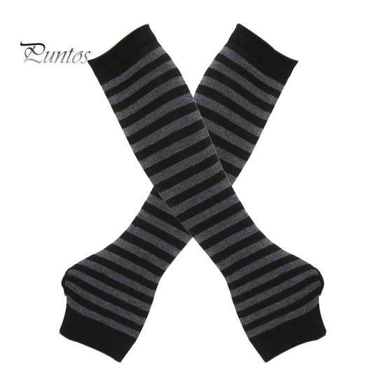 1 Paar gestreifte fingerlose Handschuhe für Damen, gestrickte Ellenbogenfäustlinge für den Winter, weich, dehnbar, Armstulpen, Weihnachtsgeschenk schwarz grau von Joom DACH