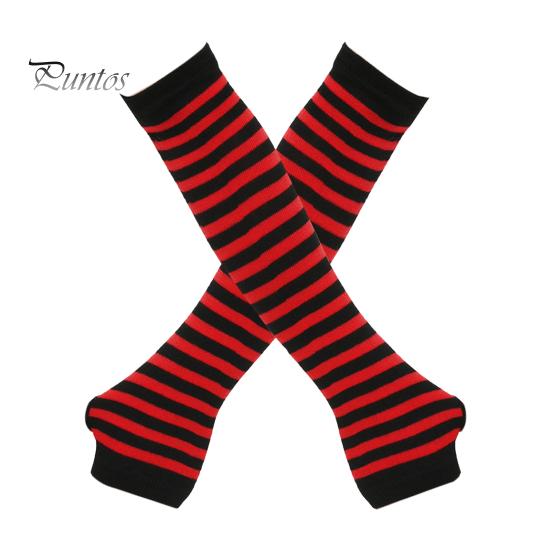 1 Paar gestreifte fingerlose Handschuhe für Damen, gestrickte Ellenbogenfäustlinge für den Winter, weich, dehnbar, Armstulpen, Weihnachtsgeschenk schwarz rot von Joom DACH
