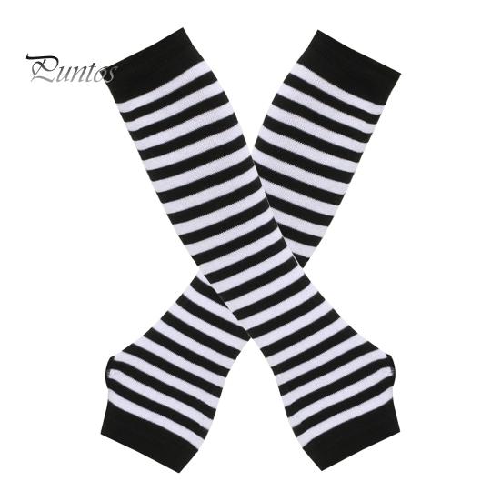 1 Paar gestreifte fingerlose Handschuhe für Damen, gestrickte Ellenbogenfäustlinge für den Winter, weich, dehnbar, Armstulpen, Weihnachtsgeschenk schwarz weiße von Joom DACH