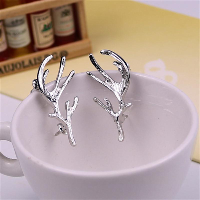 1 Paar große Geweihbrosche, trendige Persönlichkeit, Herren-Hemd-Anstecknadel, Vintage-Anstecker mit goldenem Geweih, Broschen, Schmuck, Accessoires, Geschenke silber von Joom DACH