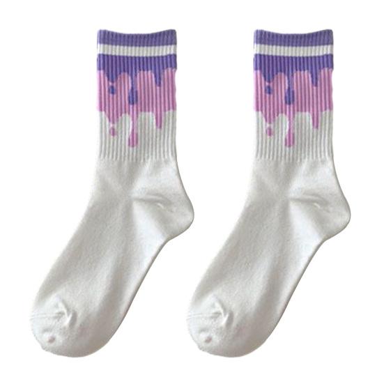 1 Paar mittlere Wadensocken, koreanische Herz-Stickerei, Kawaii-Hip-Hop-Farbabstimmung, rutschfest, weich, geruchsneutral, Schweißabsorption, Damen-Sportsocken für vier Jahreszeiten violett von Joom DACH