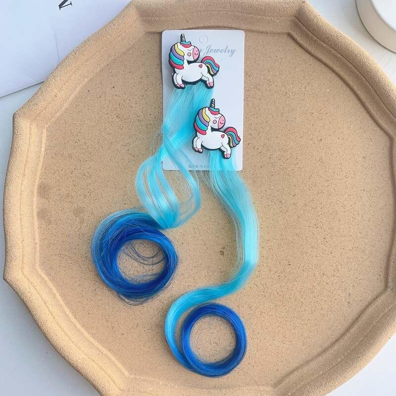 1 Paar neue Mädchen bunte Schleifen Perücke Strass Haarspangen Haarspangen Glitzer Farbverlauf Pferdeschwanz Haarband Haarschmuck Perücke Stirnband von Joom DACH