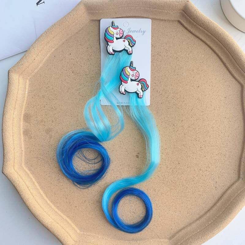 1 Paar neue Mädchen bunte Schleifen Perücke Strass Haarspangen Haarspangen Glitzer Farbverlauf Pferdeschwanz Haarband Haarschmuck Perücke Stirnband von Joom DACH