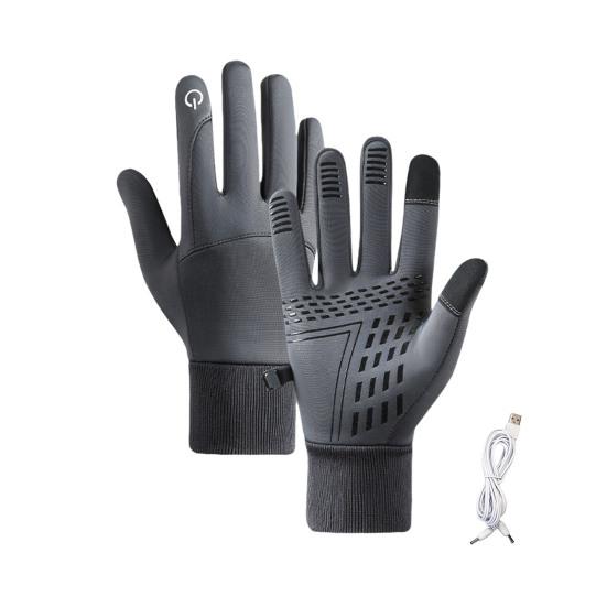 1 Paar wiederaufladbare beheizte Handschuhe für Herren und Damen, wasserdichte elektrische Heizhandschuhe mit Silikonhandfläche, Touchscreen-Handschuhe für Skifahren und Radfahren im Winter A grau von Joom DACH