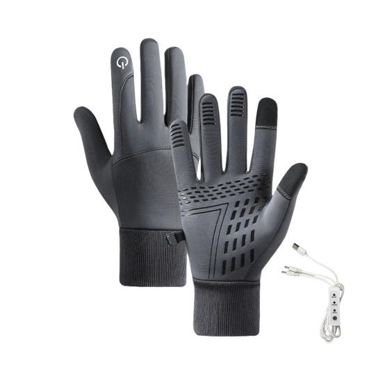 1 Paar wiederaufladbare beheizte Handschuhe für Herren und Damen, wasserdichte elektrische Heizhandschuhe mit Silikonhandfläche, Touchscreen-Handschuhe für Skifahren und Radfahren im Winter B grau von Joom DACH
