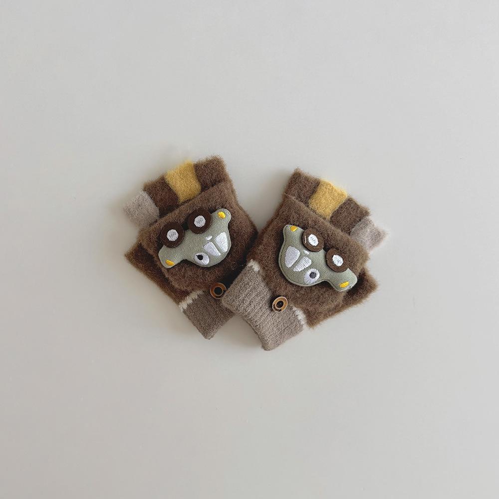 1 Paar Kinder Halbfingerhandschuhe Winter Warm Jungen Thermohandschuhe mit Coolen Automuster Kleinkind Baby Rutschfest Touchscreen Handschuhe von Joom DACH