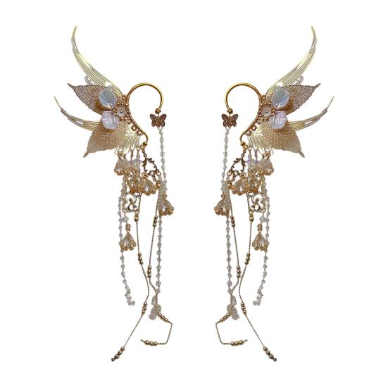 1 Paar Damen Ohrringe Elfenohrmanschetten Verträumte Meerjungfrauenflosse Schmetterlingsflügel Dekoration Halloween Weihnachten Cosplay Hochzeiten Ohr goldgelb von Joom DACH