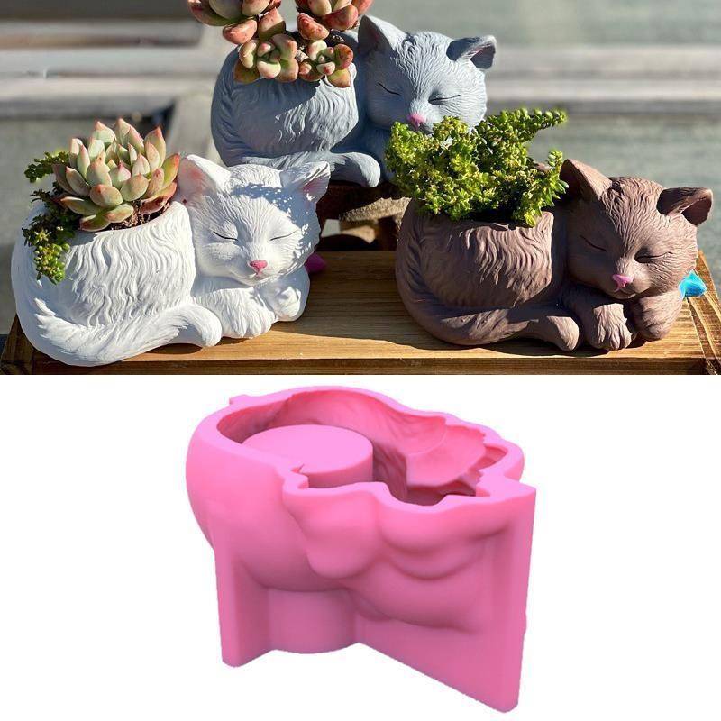 1 Pc Silikon Form Nette Katze Hund Blumentopf Sukkulenten DIY Machen Harz Beton Vase Kaktus Kerze Silikon Form Hause decor Werkzeug C14 von Joom DACH