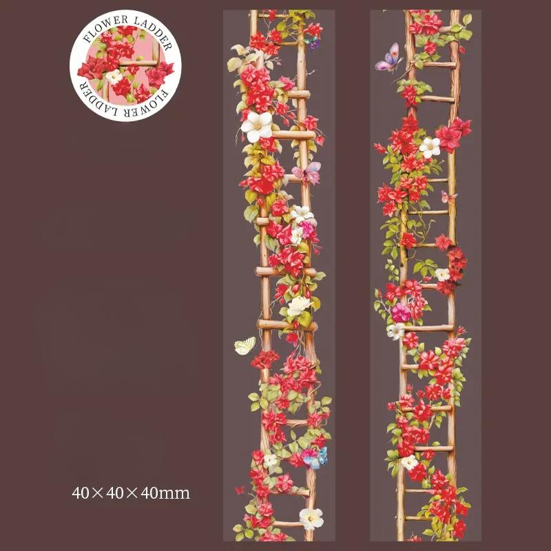 1 Rolle Blütendekorative Klebstoffe Scrapbook-Aufkleber PET-Bänder Leiter Pfirsich Leiter Blume Handbuch Bodenbildung DIY 40mm * 2m von Joom DACH