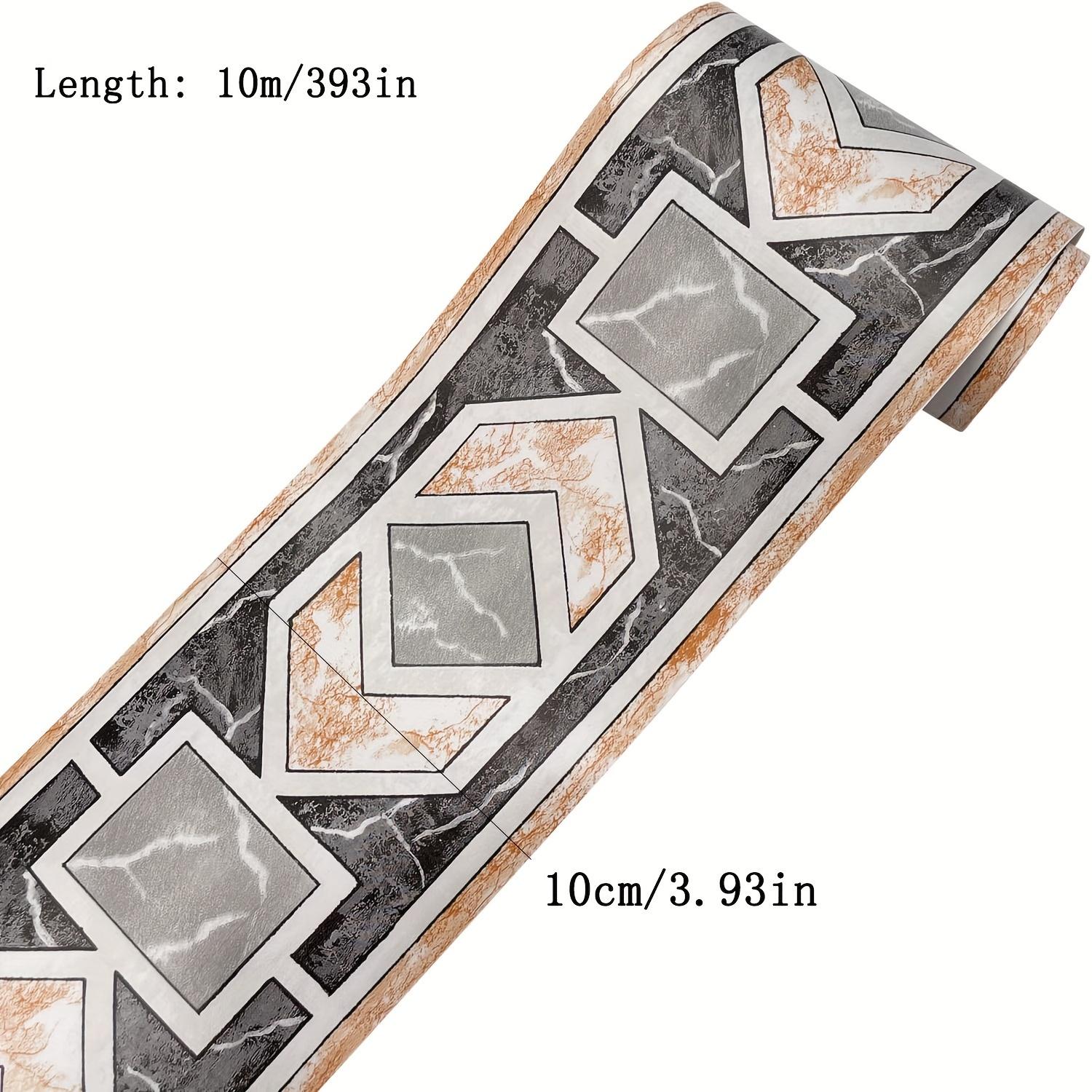 1 Rolle Moderne geometrische Tapetenbordüren, selbstklebende Wandverkleidungsbordüren, dekorative Aufkleber für Küchen- und Badezimmerfliesen von Joom DACH