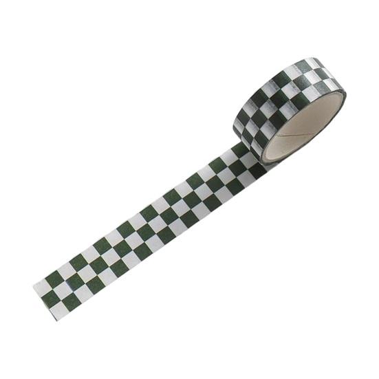 1 Rolle Washi-Klebeband, selbstklebend, klarer Aufdruck, entfernbar, farbecht, Scrapbooking, Washi-Papierband mit Schachbrettmuster für Kinder grün/weiß von Joom DACH