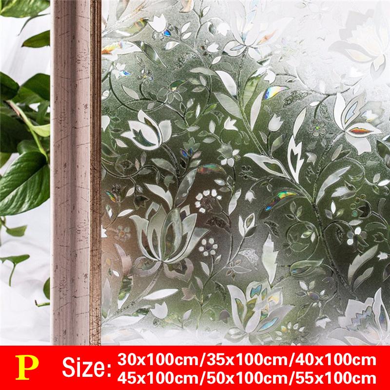 1 Rolle gebeizter 3D-dekorativer Sichtschutz-Anti-UV-Fensterglasfolienaufkleber, selbstklebende Aufkleber 55x100cm von Joom DACH