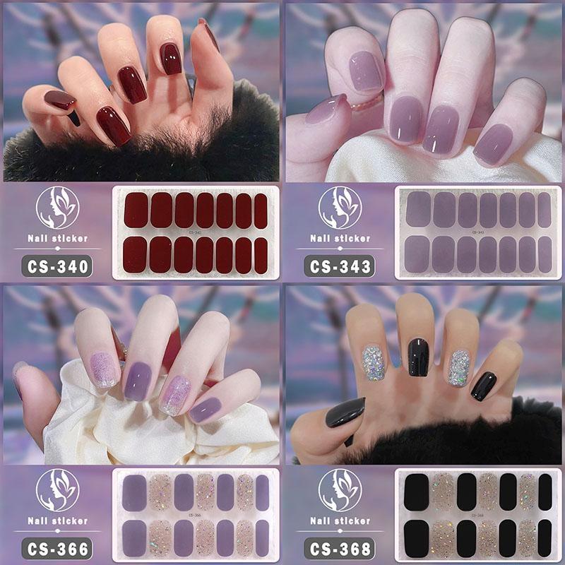 1 STÜCK (inklusive 14 kleinen Aufklebern) Bake Free Gel Nail Enhancement Sticker Wasserdichter und langlebiger 3D Nail Wraps Sticker Einfarbiges Zwiebelpulver von Joom DACH