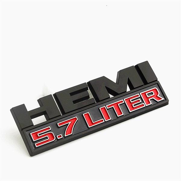 1 STÜCK HEMI 5,7 Liter Autoaufkleber für Heckklappe ABS 3D Badge Emblem Modifikation Aufkleber Hubraumetikett schwarz von Joom DACH