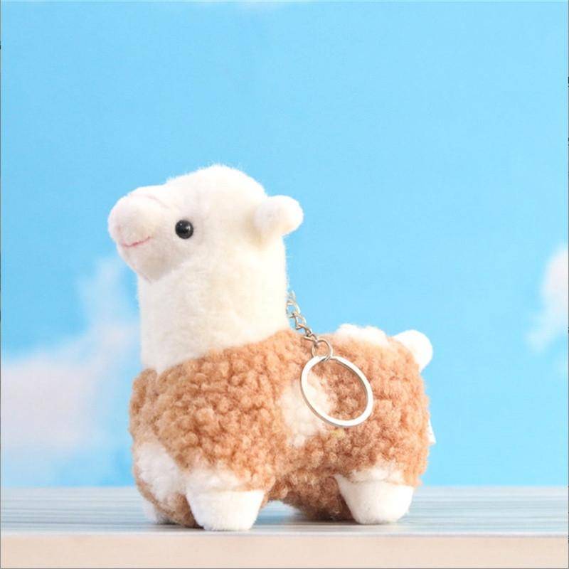 1 STÜCKE Polka Dot Alpaka Tier Gras Schlamm Pferd Plüschtiere für Mädchen Geburtstagsgeschenk Puppe Schlüsselanhänger Kleine Anhänger Zubehör 12 CM von Joom DACH