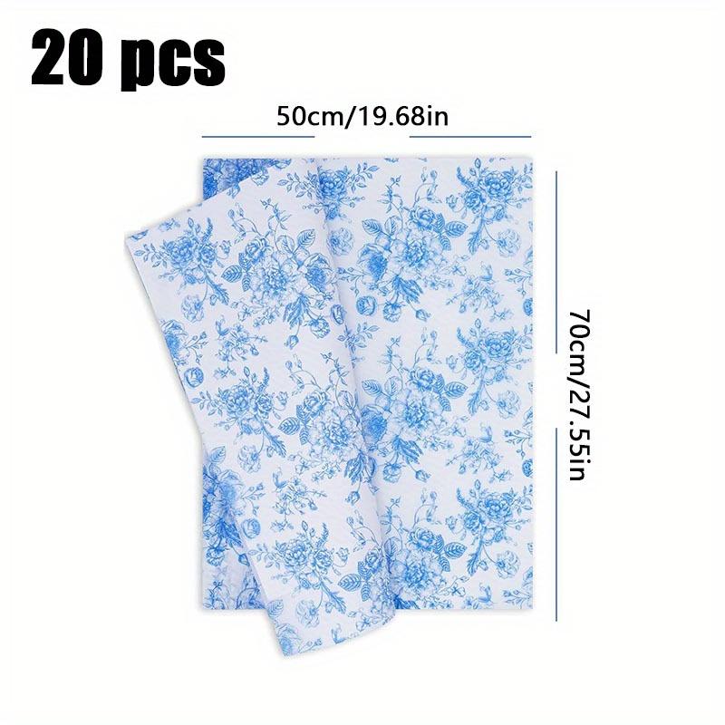 1 Satz/20 Stück Großformatiges Blaues Floral Seidenpapier, Geschenkpapier, Vintage Blau und Weiß Blumenkunstpapier für DIY-Bastelarbeiten blau von Joom DACH