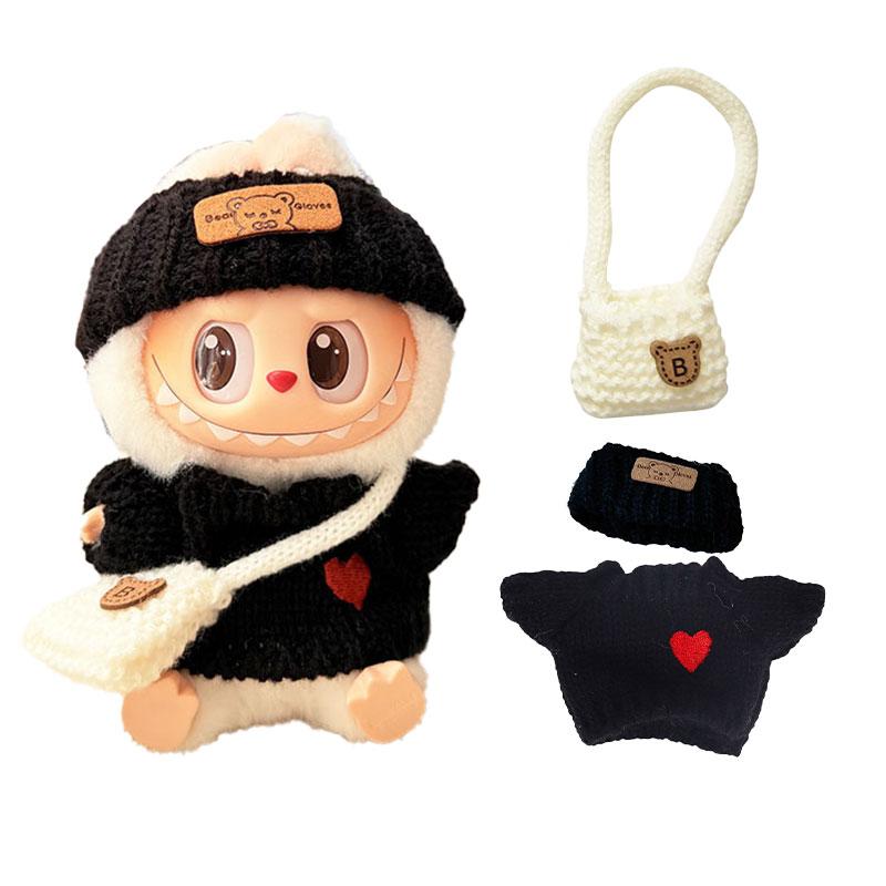 1 Satz Puppenkleidung für 17 cm Mini-Puppe Luxus Labubu Kleidung Outfit Plüsch Pullover Hut Tasche Bekleidungszubehör Mädchen Spielzeug Geschenke von Joom DACH