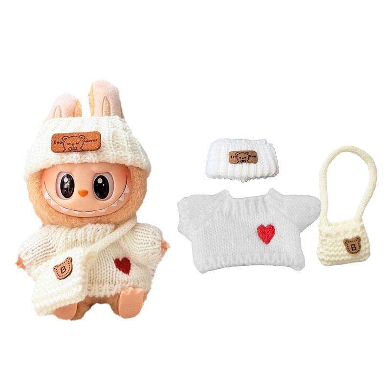 1 Satz Puppenkleidung für 17 cm Mini-Puppe Luxus Labubu Kleidung Outfit Plüsch Pullover Hut Tasche Bekleidungszubehör Mädchen Spielzeug Geschenke von Joom DACH