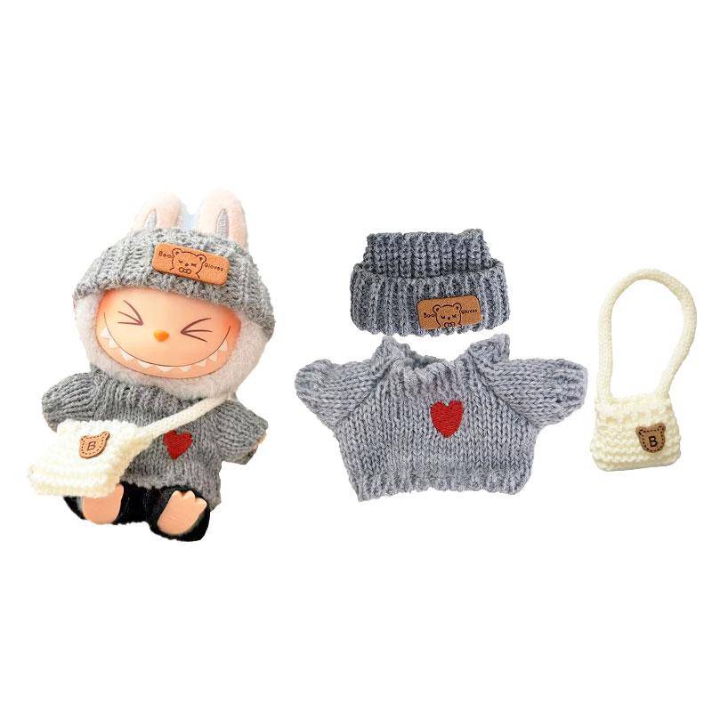 1 Satz Puppenkleidung für 17 cm Mini-Puppe Luxus Labubu Kleidung Outfit Plüsch Pullover Hut Tasche Bekleidungszubehör Mädchen Spielzeug Geschenke von Joom DACH