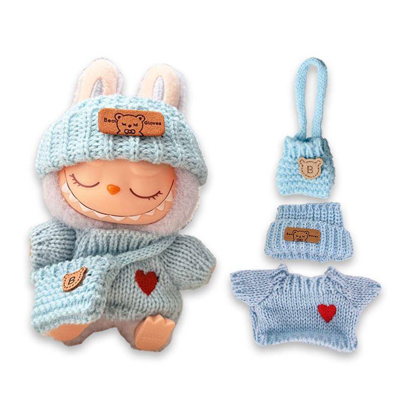 1 Satz Puppenkleidung für 17 cm Mini-Puppe Luxus Labubu Kleidung Outfit Plüsch Pullover Hut Tasche Bekleidungszubehör Mädchen Spielzeug Geschenke von Joom DACH