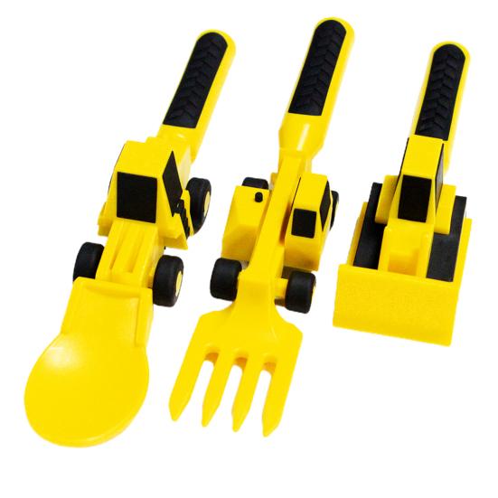 1 Set Besteck Set Anti-rutschte Griff Multi-use PP Bulldozer Form Food Grade Materialien Abendessen Löffel Kinder gelb von Joom DACH