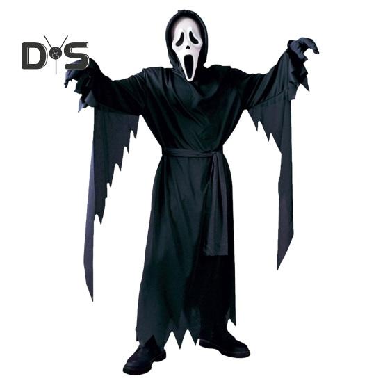 1 Set Kinder Halloween Kostüm Set Gruseliges Gespenst Cosplay Maske Handschuhe Gürtel Robe Anzug Karneval Party Leistung Spukhaus Kinder Outfit S schwarz von Joom DACH