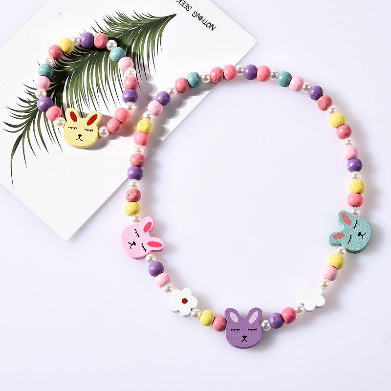 1 Set Nette Mädchen Geschenke Kinder Prinzessin Zubehör Acryl Perlen Blume Halskette Armband DIY Perlen Armband Kit von Joom DACH