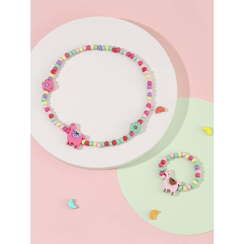1 Set Nette Mädchen Geschenke Kinder Prinzessin Zubehör Acryl Perlen Blume Halskette Armband DIY Perlen Armband Kit von Joom DACH