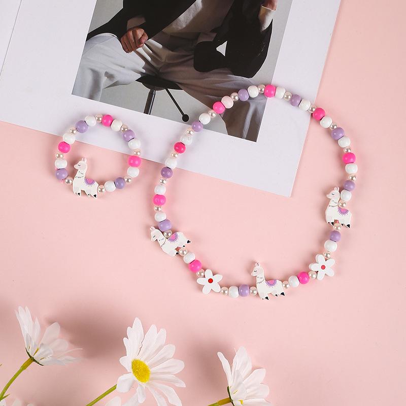 1 Set Nette Mädchen Geschenke Kinder Prinzessin Zubehör Acryl Perlen Blume Halskette Armband DIY Perlen Armband Kit von Joom DACH