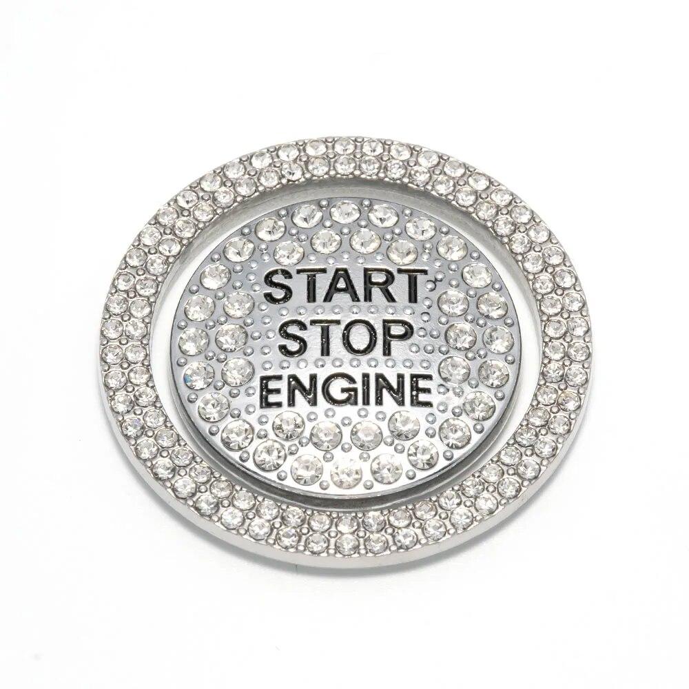 1 Set Ring und Knopf Auto Bling One-Click Start Stop Motorzündung Aufkleber Universal Kristall Strass Metall Dekor Abdeckung von Joom DACH