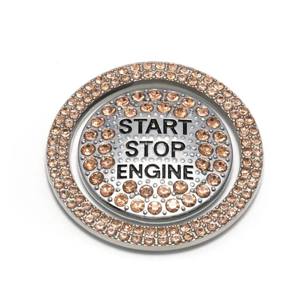 1 Set Ring und Knopf Auto Bling One-Click Start Stop Motorzündung Aufkleber Universal Kristall Strass Metall Dekor Abdeckung von Joom DACH