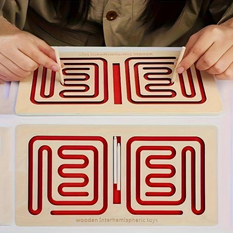 1 Set Spielzeug zur Entwicklung des linken und rechten Gehirns, Stift, Flugbahn-Training, Puzzle, frühe Bildung, Lehrmittel aus Holz, pädagogisches Spielzeug, Geschenk rot von Joom DACH