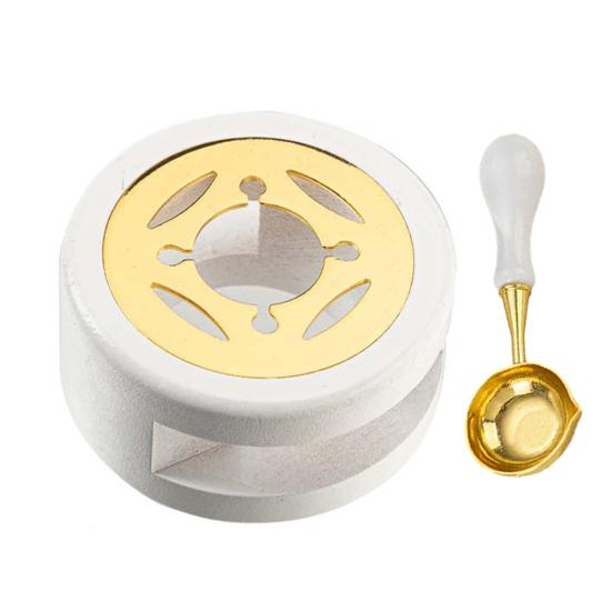 1 Set Wachsschmelzofen, einfach zu bedienende Wärmedämmung, tragbares Wachssiegel-Stempel-Set, Lackofen mit Löffel, Bürozubehör weiß von Joom DACH