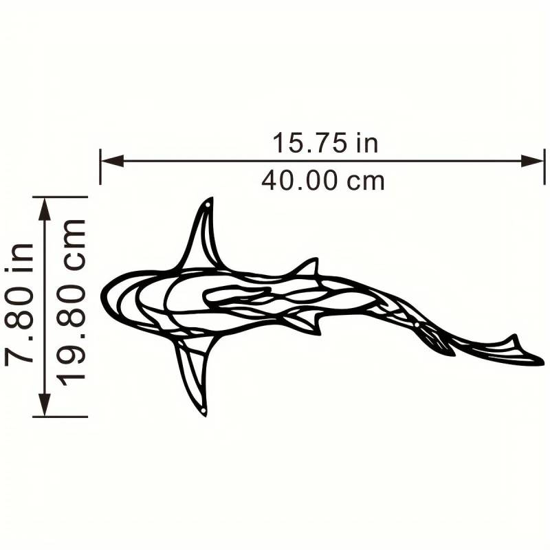 1 Stück, minimalistisches Metall-Wanddekorationshandwerk, Eisenkunst, minimalistische Linie, Hai-Silhouette, Wandbehang für Schlafzimmer-Wanddekoration schwarz von Joom DACH