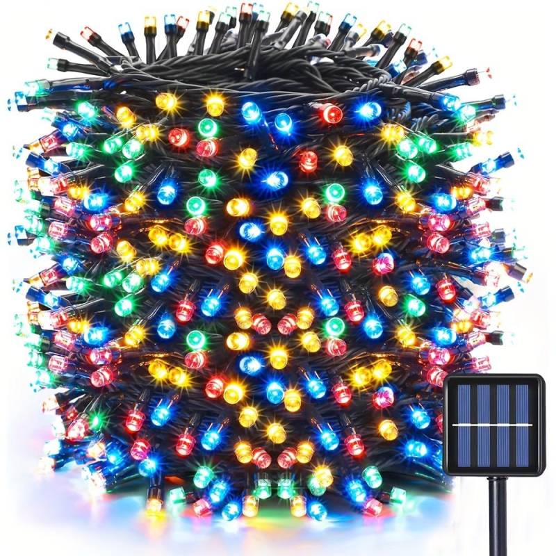 1 Stück 12 m 100 Lichter LED Solarleuchten Outdoor Fairy Garland String Lights Garten Quaste Lichter Weihnachten Terrasse Party Dekoration 12m von Joom DACH
