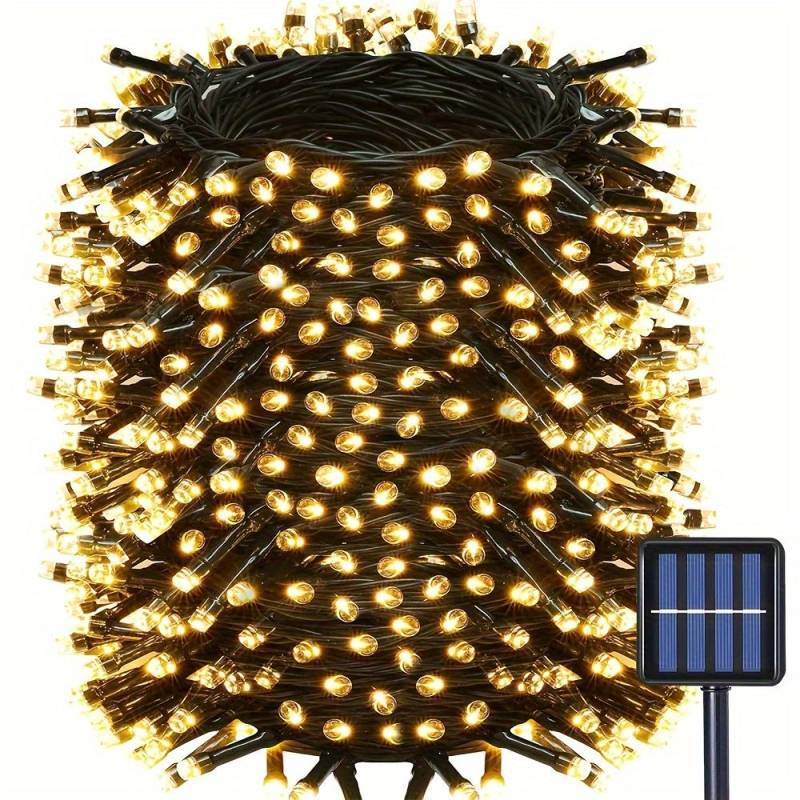 1 Stück 12 m 100 Lichter LED Solarleuchten Outdoor Fairy Garland String Lights Garten Quaste Lichter Weihnachten Terrasse Party Dekoration 12m von Joom DACH
