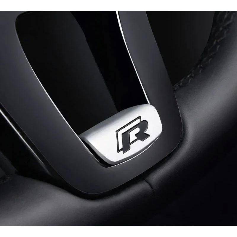 1 Stück 3D Aluminiumlegierung Emblem Abzeichen Auto Lenkrad Logo Aufkleber Zubehör Für Polo Golf Passat Scirocco Jetta Käfer Black R von Joom DACH