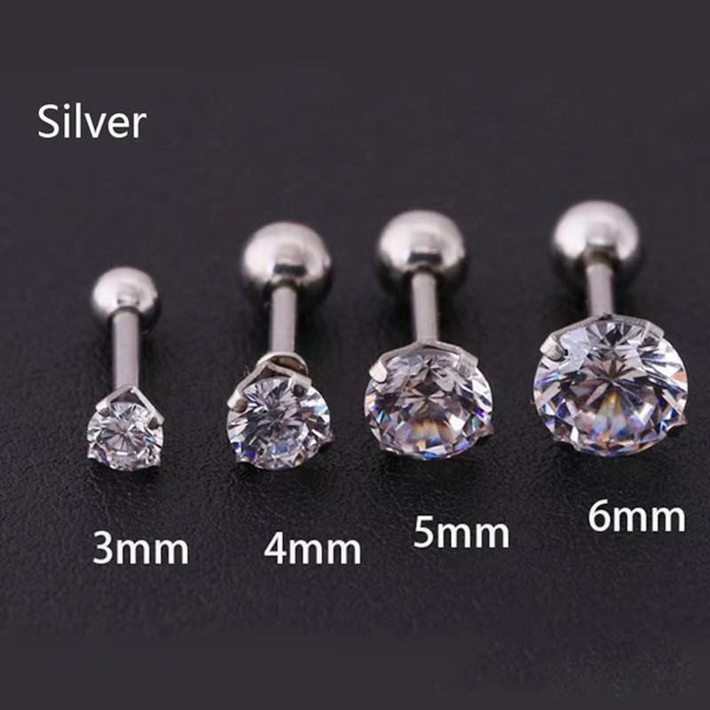 1 Stück 4 Zinken Strass Ohrstecker Ohrringe für Damen/Herren Tragus Knorpel Standard Lobe Piercing Schmuck Geschenk A21 silber von Joom DACH