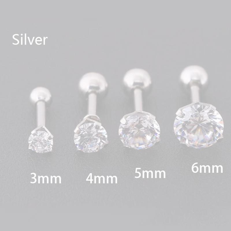 1 Stück 4 Zinken Strass Ohrstecker Ohrringe für Damen/Herren Tragus Knorpel Standard Lobe Piercing Schmuck Geschenk A23 silber von Joom DACH