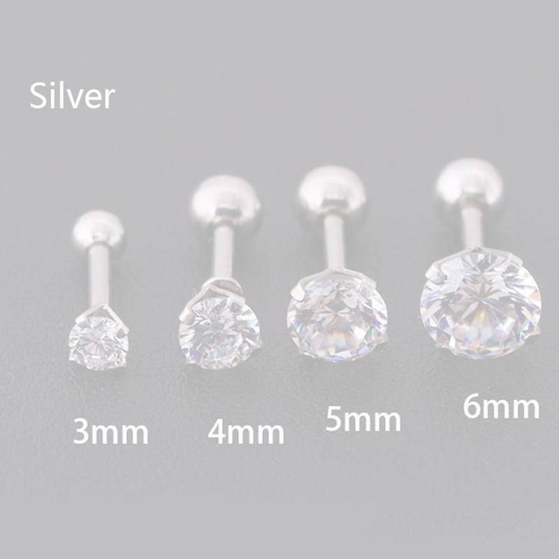 1 Stück 4 Zinken Strass Ohrstecker Ohrringe für Damen/Herren Tragus Knorpel Standard Lobe Piercing Schmuck Geschenk A23 silber von Joom DACH