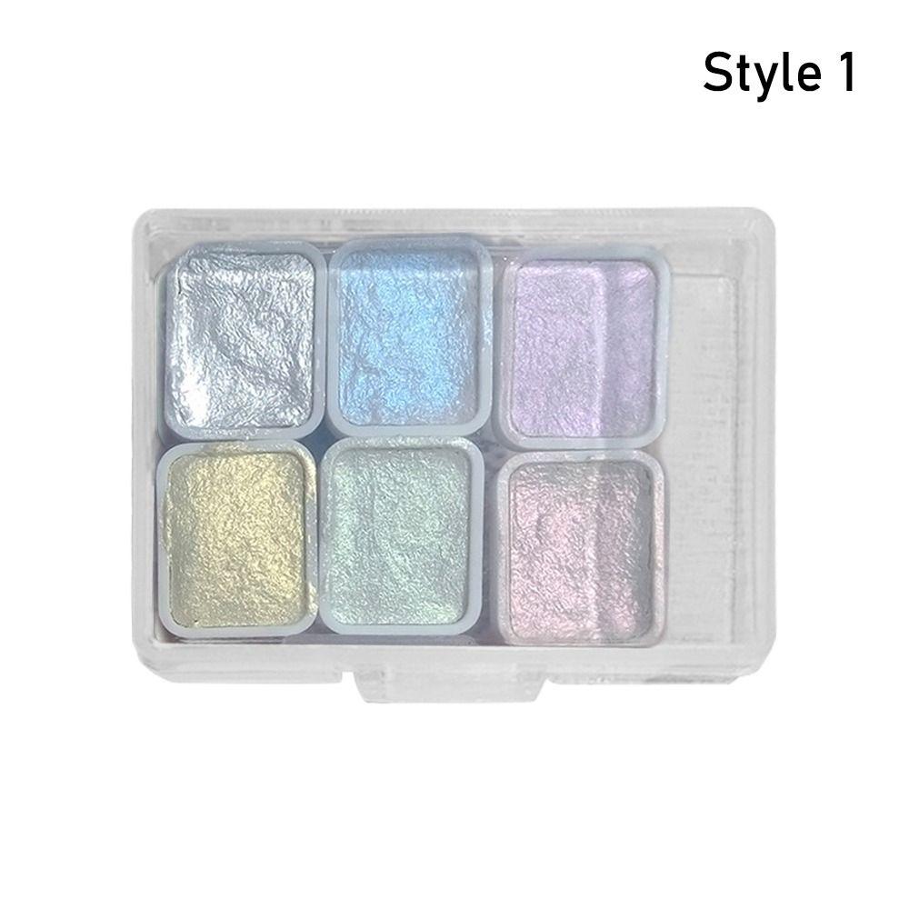 1 Stück 6 Farben 1 ml Pigment-Set Perlglanz-Metallic-Palette Langlebige feste Aquarellfarbe Style 1 von Joom DACH