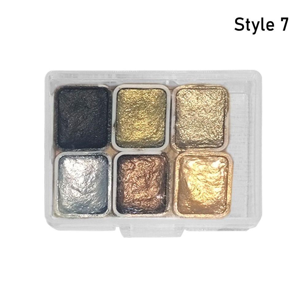 1 Stück 6 Farben 1 ml Pigment-Set Perlglanz-Metallic-Palette Langlebige feste Aquarellfarbe Style 7 von Joom DACH