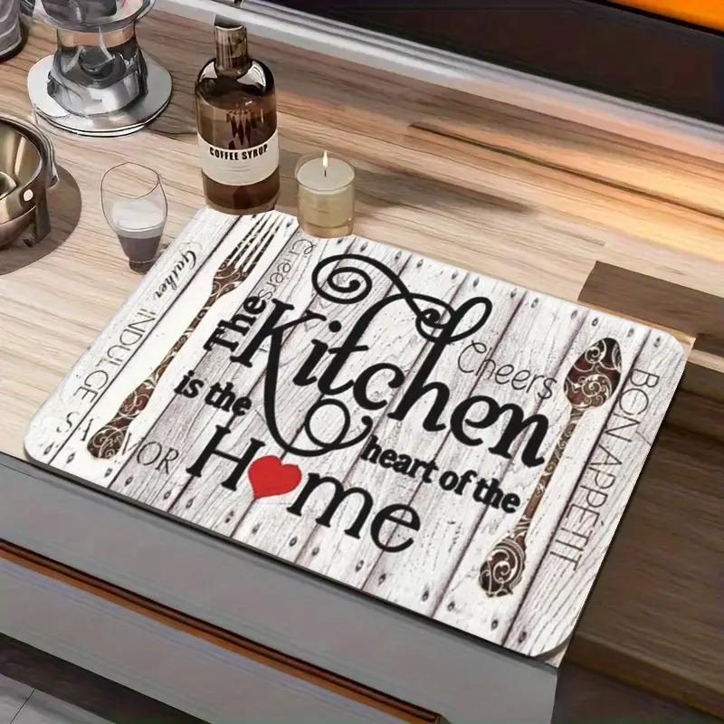 1 Stück Abtropfmatte aus Gummi mit Retro-Kaffeegeschirr für Café, Restaurant, Küche, Teppich, Geschirr, langlebige Kieselalgen-Schlamm-Tischmatte, Haustiermatte, Kaffeegeschirr 40*50  CM weiß von Joom DACH