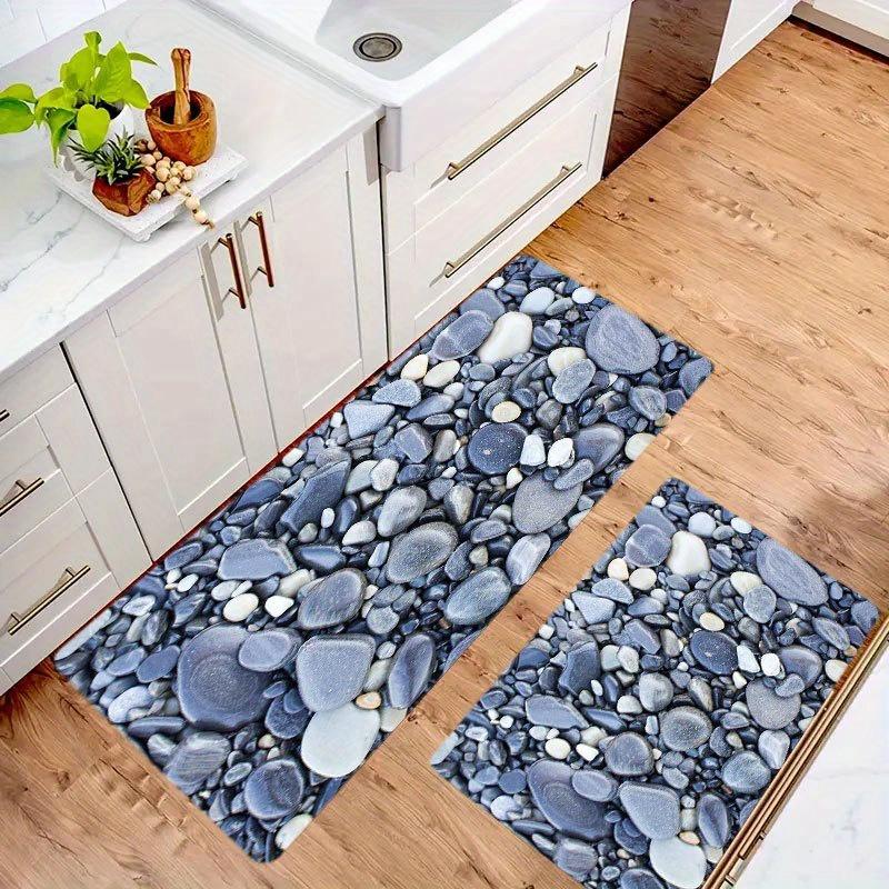 1 Stück Anti-Ermüdungs-Küchenteppiche, Kieselstein-Kunstdruck, wasserdicht, rutschfest, dick gepolstert, Küchenmatte, strapazierfähig, bequeme Stehmatte für die Küche 50*80cm von Joom DACH