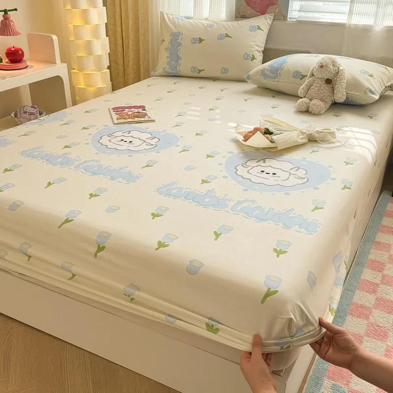 1 Stück Bettlaken aus 100 % Baumwolle, Spannbettlaken mit Cartoon-Fisch-Aufdruck und Gummiband, Einzel-/Queensize-/Kingsize-Bettlaken aus reiner Baumwolle 120x200cm 1pc von Joom DACH