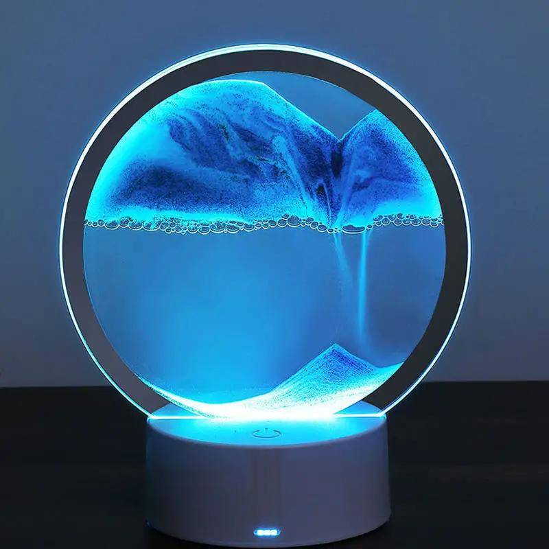 1 Stück Beweglicher Sand Kunst Tischlampe USB LED Handwerk Treibsand 3D Naturlandschaft Fließender Sand Dimmbare Bewegliche Sanduhr Nachtlicht USB von Joom DACH