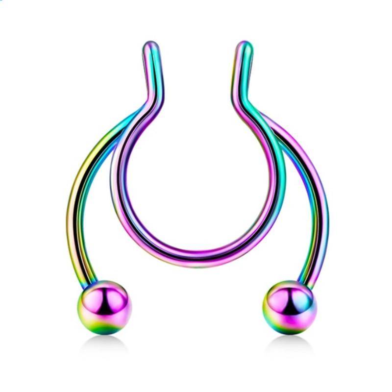 1 Stück Damen Fake Septum Nasenstecker Bunter Nasenring Schmuck Edelstahl Nicht Piercing bunt von Joom DACH